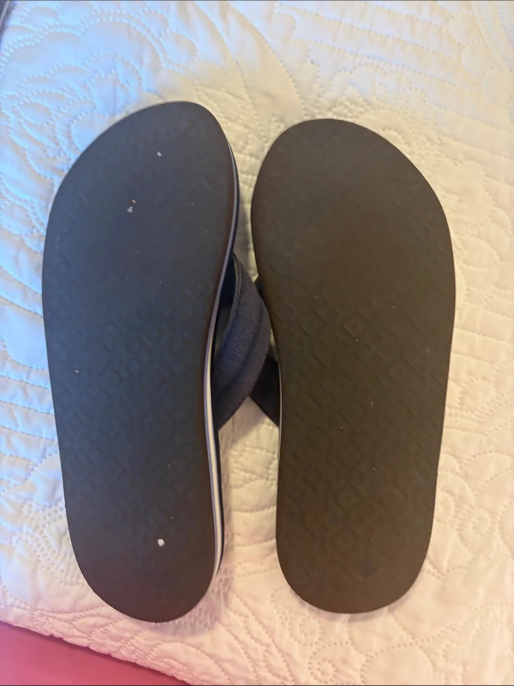 Tory Burch Navy and Tan Women's Flip Flop Sandals
